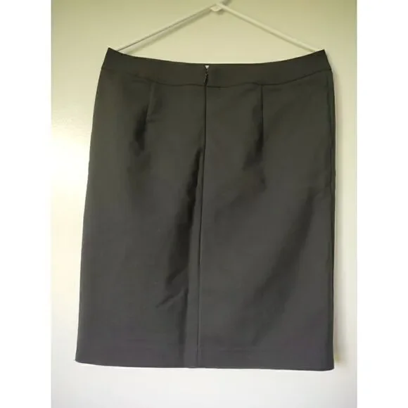 Calvin Klein Women's Size 10 Black Pencil Skirt Back Zipper 5 Snap Side Slit - Picture 5 of 8